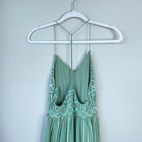 FROCK & FRILL Seafoam Green Gown Dress Size 2 Mint Maxi Elegant Party Sequin - Picture 7 of 10